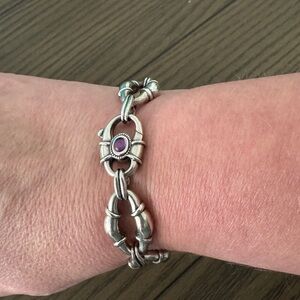 Scott Kay Amethyst Chunky Link
Bracelet Sterling Silver 7.5” fits 7”